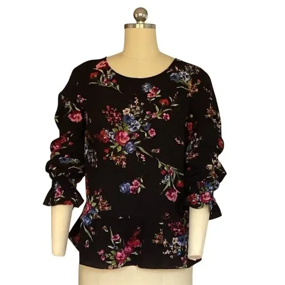 I.N. San francisco Women's Floral Long Sleeve Blouse Multicolor Size L - Picture 7 of 7